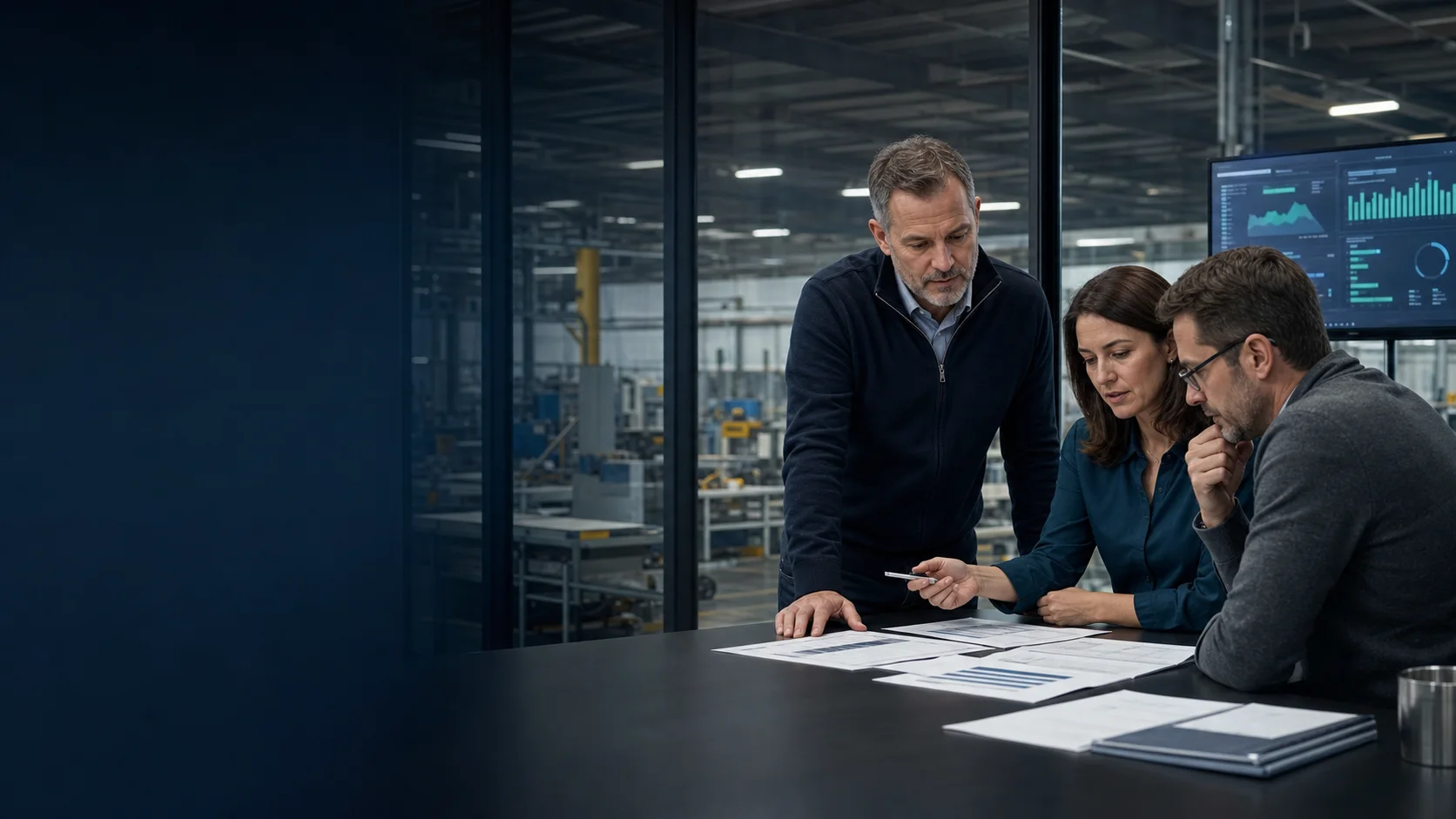 Industrial leaders working through an operating decision